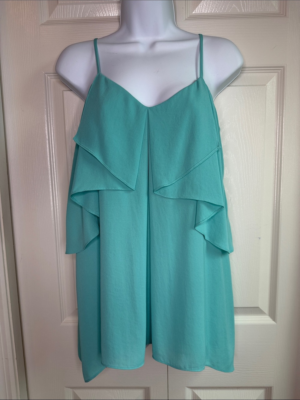 3 for $20 KAREN KANE Womens Turquoise Aqua Ruffled Spaghetti Strap Camisole Top